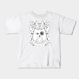 Cartoon Qute Cat Doodle / Cats illustration / Cat line art Kids T-Shirt